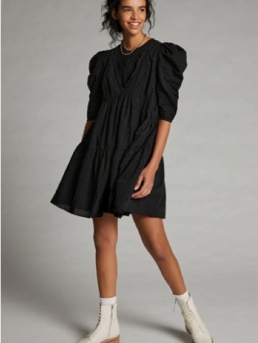 Sheer Black Dotted Puff-Sleeve Mini Dress - Feminist That Girl